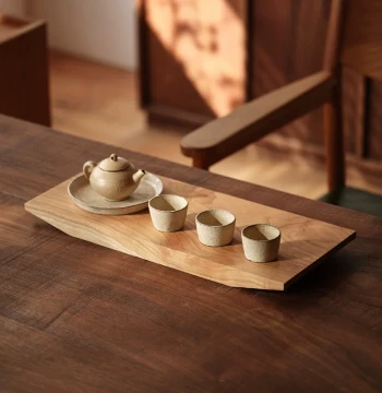 Mumo Life Tea Tray, Whole Solid Wood Rectangular Dry Brew Tea Station for Tea Room, Dining Room, Living Room, Kung Fu Tea Home Use
