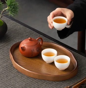 GIANXI Tea Tray Home Small Creative Solid Wood Tray Snack Dried Fruit Tea Set Dry Brew Station Water Storage Tea Tray