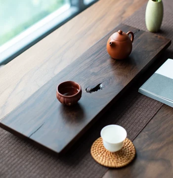 Natural Crack Dry Brewing Platform Whole Log Ebony Wood Tea Tray Home Solid Wood Small Rectangular Tea Table