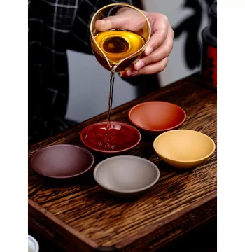 Qianjun Purple Clay Bamboo Lid Cup Yixing Raw Ore Pure Handmade Teacup Household Multi-Color Compatible with Kung Fu Tea Sets