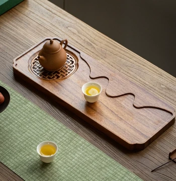 Black Walnut New Chinese Style Home Drainage Tea Tray, Solid Wood Small Dry Brewing Station, Wooden Living Room Tea Table Dry Brew Plate
