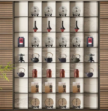 Chinese Style Tea Storage and Display Rack for Teahouse Club, Tea Space Decoration Ornament Matching Set