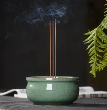 Household Indoor Ceramic Incense Burner for Buddhist Altars, Temple Worship, and Ritual Offerings, Incense Stick Holder and Ash Bowl