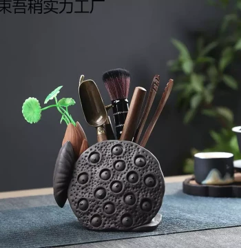 Complete Set of Six Gentlemen Tea Ceremony Tools, Kung Fu Tea Accessories Including Tongs, Brushes, and Cleaning Utensils