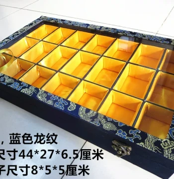 Free Shipping Brocade Box 21-Grid Storage for Wenwan Walnuts, Gourds, Seals, Jewelry, Jade, Buddha Pendants, Necklaces, Packaging and Organizer Box