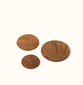 Handwoven Coconut Shell Heat-Resistant Mat, Tea Ceremony Accessory, Round Anti-Scald Pad, Teaware Matching Mountain Palm Pot-Nurturing Mat