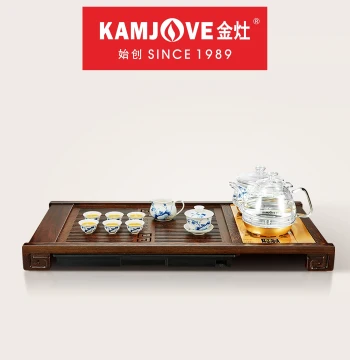 KAMJOVE K-185 Solid Wood Tea Tray Set with Full Automatic Integrated Kung Fu Tea Service for Home Living Room