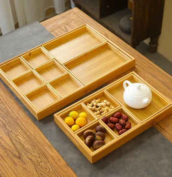Tea Tray Tray Nine-Six Grid New Chinese Style Solid Wood Dried Fruit Box Home Living Room Guesthouse Bamboo Wood Snack Snack Fruit Plate