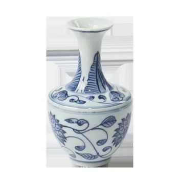 Jingdezhen Ceramic Handcrafted Small Vase, Hand-painted Blue and White Chinese Style Flower Arrangement Ornament for Homestay and Tea Space Decor