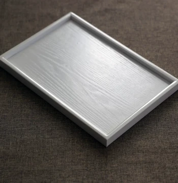 White Rectangular Solid Wood Tray for Entryway, Dining, and Tea Service