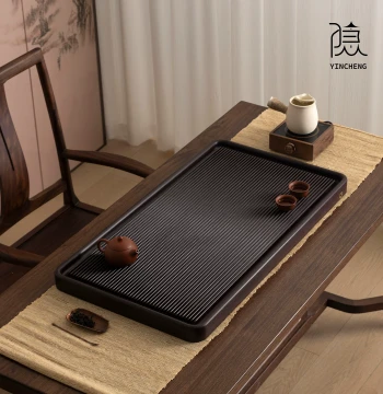 New German Electric Wood Tea Tray, Home Solid Wood Tea Table, High-End Office Dry Brew Tea Set with Drainage