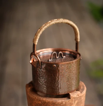 Yunnan Handmade Copper Pot Purple Copper Vintage Heat-Proof Lift-Handle Pot Boiling Water Brewing Teapot Kung Fu Tea Copper Pot Copper Water Boiler Guanshan