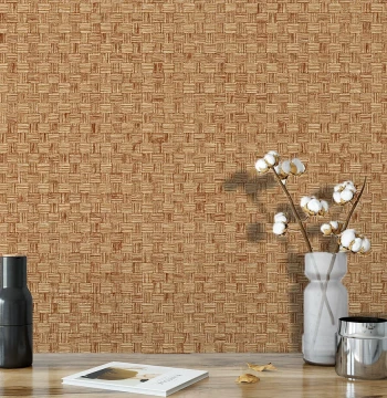 New Chinese Zen Grass Woven Bamboo Mat Wallpaper Self-Adhesive Waterproof Restaurant Tea House Homestay Wall Decoration Renovation Wall Sticker
