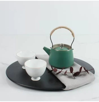 New Chinese Style Tea Set Suite for Model Rooms, Soft Furnishing Coordination, Coffee Table Display, Study Desk Ceramic Tea Set
