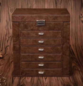 East & West Leather Multi-Layer Large Capacity Jewelry Box for Necklaces Jade Agate Collection Storage and Display