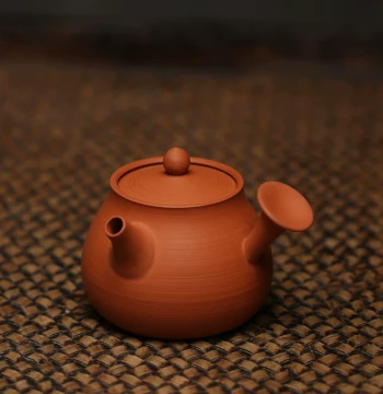 Raw Ore Kyusu Zhuni Side-Handle Kung Fu Teapot, Semi-Handmade Mesh Hole Snap Lid Red Clay Small Capacity Home Ceramic Furong