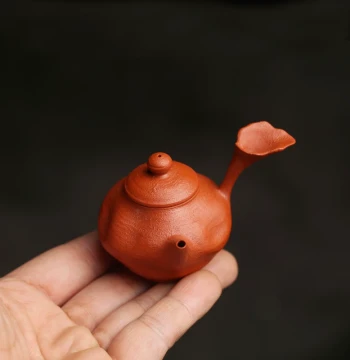 Wunian Pure Handmade Chaozhou Zhu Clay Mini Teapot, Single Person Side-Handle Pot for Brewing Tea