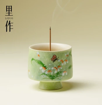 Lizuo Ceramic Orchid Incense Holder, Home Aromatherapy Burner Base, Cultural Creative Ornament and Igniter