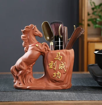 Six Gentlemen of Tea Ceremony Set with Tea Table Tools, Brewing Accessories, Kung Fu Tongs, Brushes, and Complete Tea Cleaning Kit