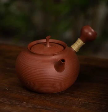 Chaozhou Handmade Palace Lantern Original Ore Clay Side-Handle Teapot with Lid and Jump Lid, Suitable for Electric Ceramic Stove and Charcoal Stove
