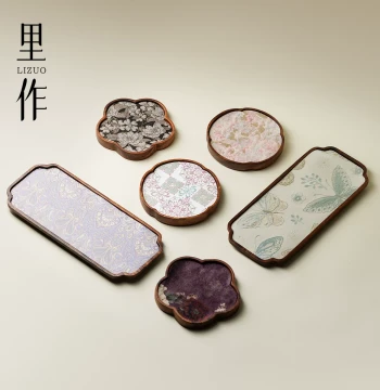 Li Zuo Walnut Wood Dry Brew Tray Home Chinese Style Tea Mat Small Solid Wood Tea Tray Tea Utensils Tea Boat Dry Brew Table