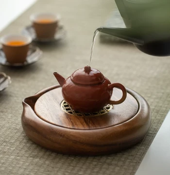 Walnut Wood Water Storage Tea Tray: New Chinese Style Small Dry Brew Station, Household Solid Wood Dry Brew Plate, Zisha Teapot Pad