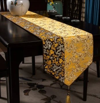 Chinese Zen Style Tea Mat Table Runner - New Chinese Tea Platform Tablecloth - Long Fabric Coffee Table Pad and Dining Table Decor - Customizable