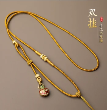 Double Loop Handmade Braided Gold Pendant Hanging Rope Women Eight Treasures Compass Jade Jade Pendant Buddha Head Mobile Phone Pendant Glasses