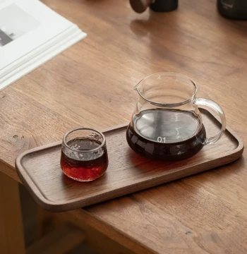 North American Black Walnut Wood Small Tea Tray, Single-Person Home Natural Solid Wood Vintage Tray for Teapots and Tea Sets