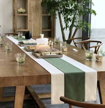 Green New Chinese Style Zen Table Runner Tea Mat Tea Flag Tea Table Cloth Pad Tea Art Simple Japanese Style Brewing Table Decoration Retro