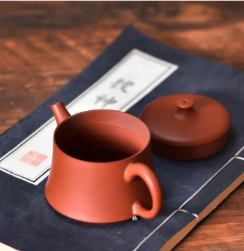 Hanwa Yunzhu Fully Handmade Chaozhou Zhu Clay Hand-Thrown Pot, Raw Pure Clay Thin-Walled Wide-Mouth Brewing Pot for Three Cups