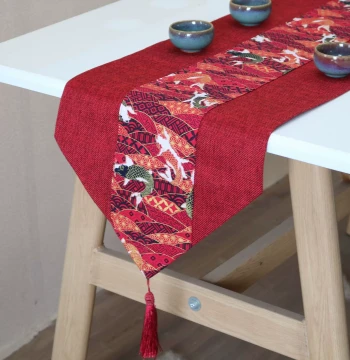 Wujia Wedding Products Chinese Style Wedding Ceremony Table Cloth Tea Mat Festive Red Table Runner Double Happiness Character Coffee Table Decoration 1