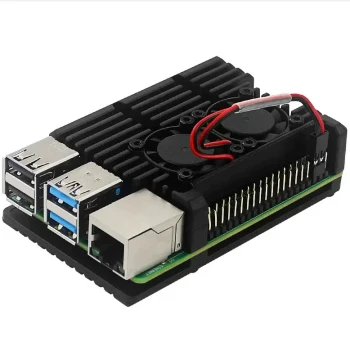 Raspberry Pi 4 Model B+ Case, Raspberry Pi 4B Aluminum Alloy Armor Shell with Fan Heat Sink Protective Cover