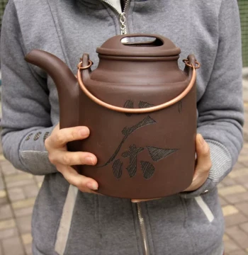 Authentic Handmade Mineral Purple Clay Teapot, Yixing Purple Clay Teapot, Extra Large Purple Clay Teapot, Handle Pot, Large Cold Tea Water Pitcher