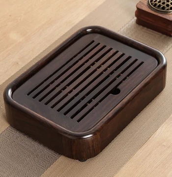 Ebony Wood Tea Tray, Home Water-Holding Small Tea Station, Minimalist Living Room Rosewood Solid Wood Tea Sea, Small Teaware Water Storage Tray