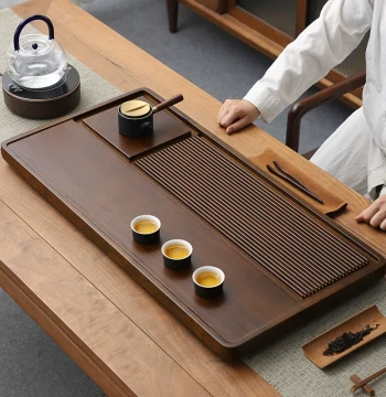Tea Tray Solid Wood Household Bakelite New Dry Brewing Small Tea Table Whole Piece High-End Office Kung Fu Tea Set Drainage Tea Sea