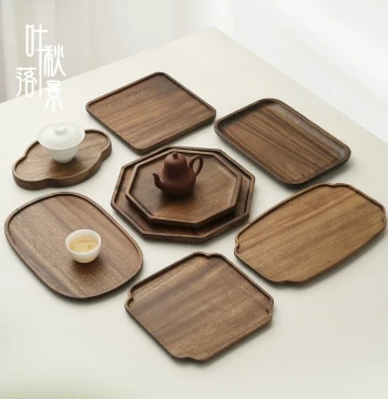 South American Walnut Wood Tray, Solid Wood Dry Brewing Plate, Chinese Style Fruit Platter, Tea Snack Plate, Premium Home Breakfast Tray