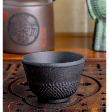 Hand-Cast Iron Teacup with No Coating, Traditional Black Raw Iron Tea Bowl, Single Cup for Teapot Sets