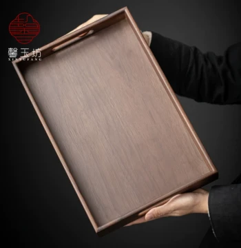 Japanese Style Walnut Wood Tray Home Solid Wood Dry Brew Tea Tray Rectangular Cup Holder Storage Tray Dining Plate Snack Plate
