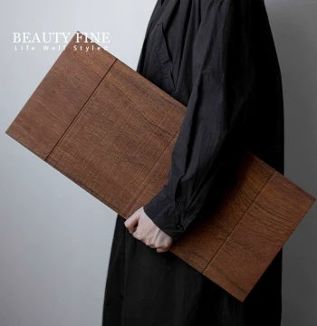 Beauty & Fine Home Burmese Teak Tea Tray, Pure Solid Wood Sawtooth Grain Tea Serving Tray, Dry Brewing Station, Wabi-Sabi Style Pot Stand