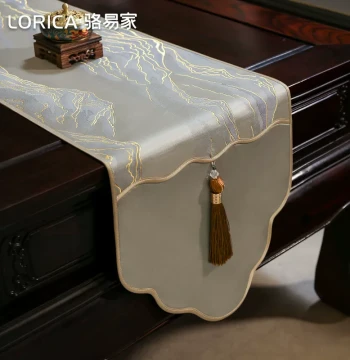 LORiCA New Chinese Style Table Runner, Zen Tea Mat & Flag, Luxury High-End Tea Table Cloth & Dining Table Pad