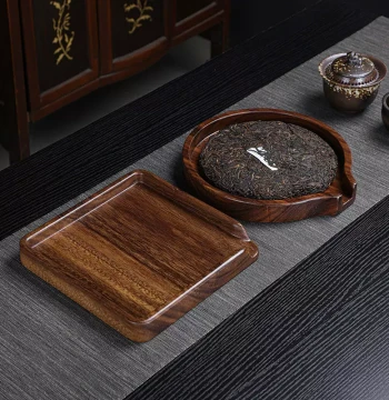 South American Retro Walnut Wood Tea Server, Solid Wood Whole Piece Square or Round Tea Tray for Tea Storage