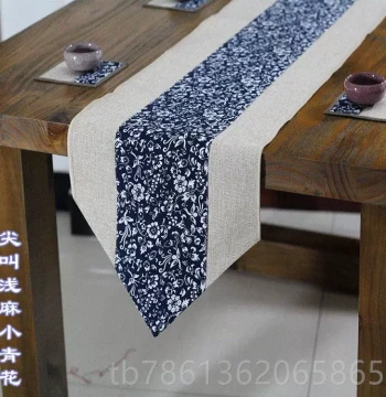 Authentic Jizhuang Decorative Fabric Zen Tea Ceremony Mat Minimalist Pointed Corner Long Tea Table Runner Cloth Tea Strip Tea Pad Cloth European Style Table