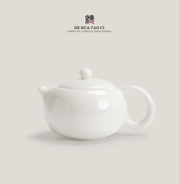 Dehua Ceramic Mutton Fat White Porcelain Teapot, Various Capacities, Handmade Single Pot with Filter, Kung Fu Tea Set Brewing Xi Shi Pot