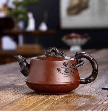 Stock Vintage Pot, Authentic Yixing Zisha Teapot, Famous Artist Fully Handmade, Large Capacity Brewing Pot, Kung Fu Tea Set, Pine Bamboo Plum Design