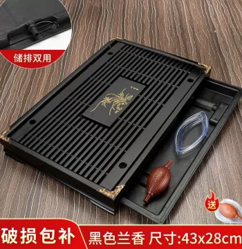 Tea Tray Light Luxury Small Drainage-Storage Style Tea Station Kung Fu Tea Set Tea Sea Dry Brewing Platform Home Tray Solid Wood Tea Base