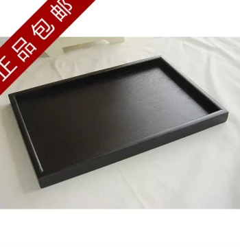 Solid Wood Black Rectangular Tea-Colored Tray, European Style Wooden Plate, Pastoral Japanese Tea Set for Hotels, Tea Serving Platter