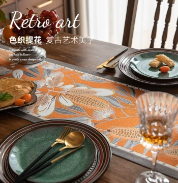 Homestay Style Retro Tablecloth Fabric Table Runner Light Luxury Tea Mat Chest Cover Cloth Countertop Dining Table Decorative Cloth Coffee Table Runner Cloth