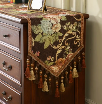 Table Runner for Chest of Drawers, Long Strip Cover Cloth, Decorative American TV Cabinet, French Vintage Light Luxury High-End Tea Mat