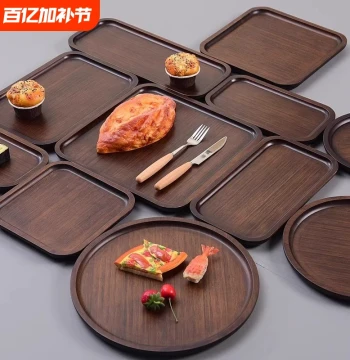 Bamboo Serving Tray Set - Round & Rectangular Solid Wood Platters for Tea, BBQ, Fruit, and Bread